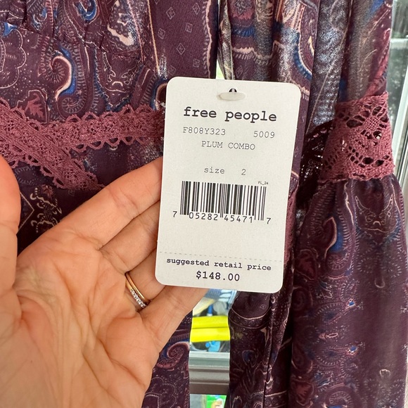 Free people purple paisley mini dress - Picture 2 of 3